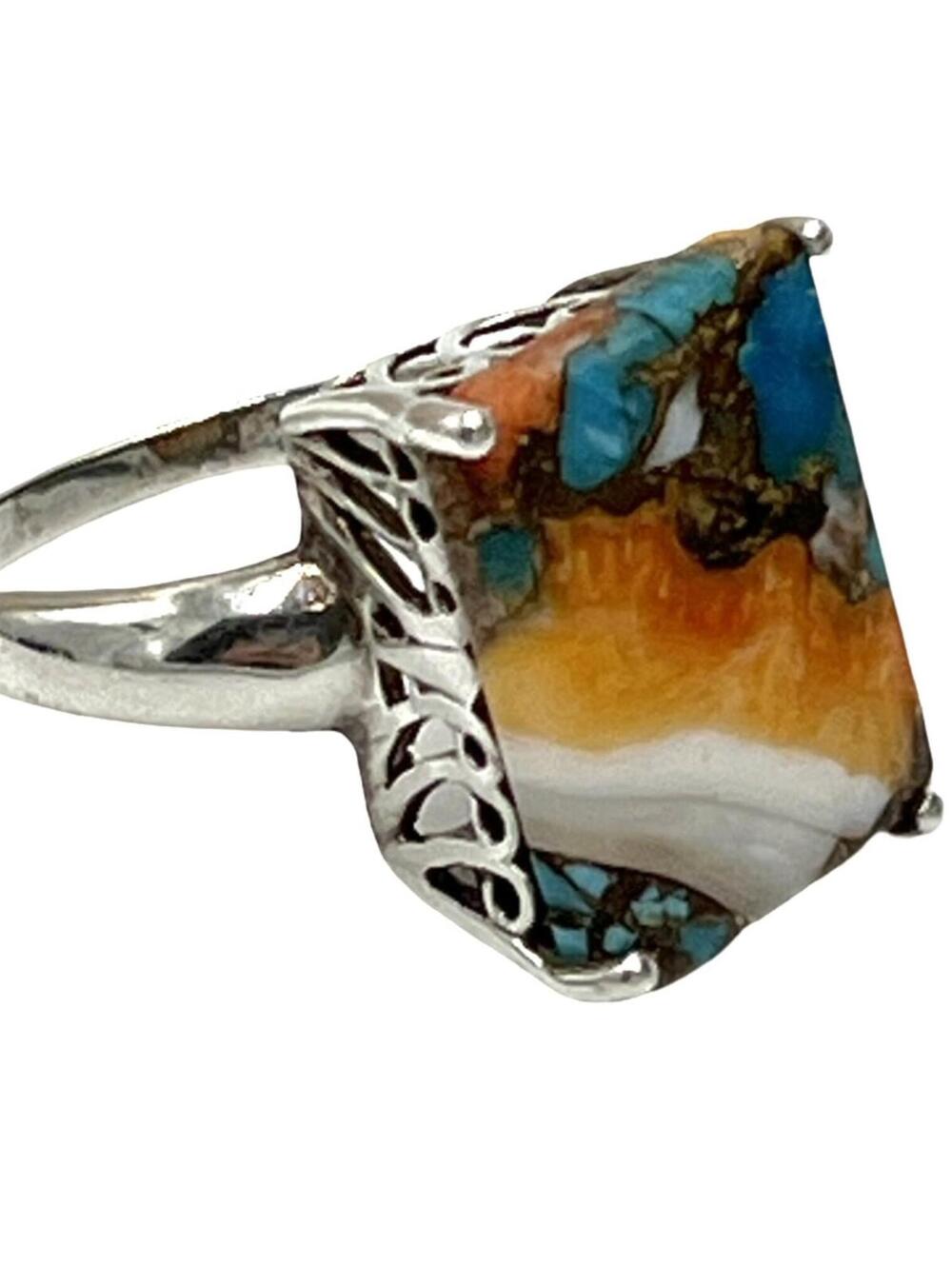 VS Large Statement Kingman Spiny Oyster Turquoise Ring